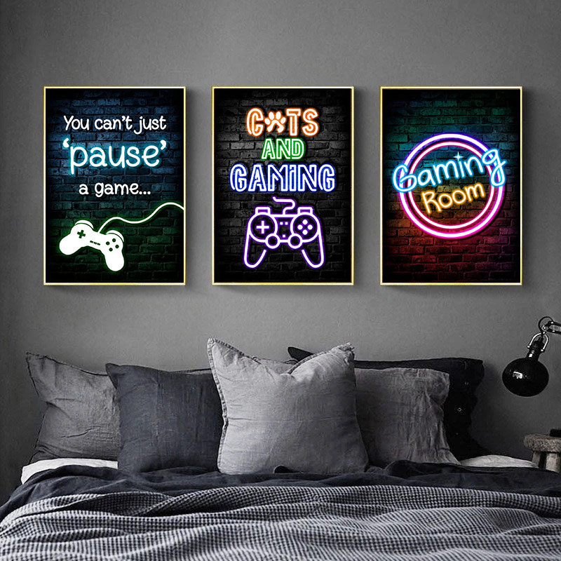 Gaming Neon Eat Sleep Game Rep - Esports Gaming Poster ulasan dan harga
