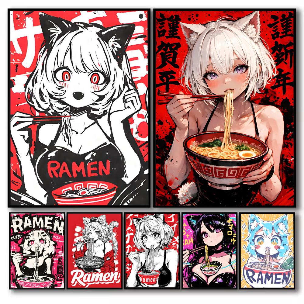 Anime Cat Girl Painting Callig - Esports Gaming Poster ulasan dan harga