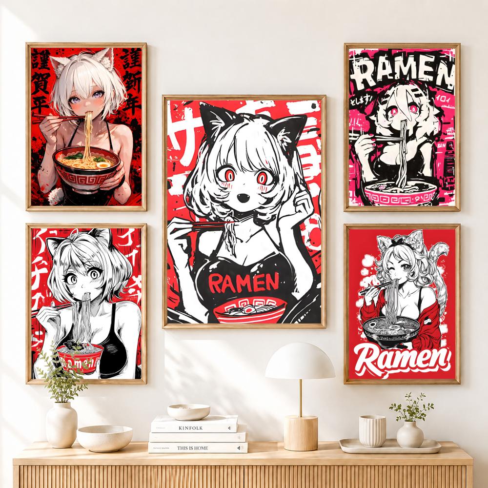 Anime Cat Girl Painting Callig - Esports Gaming Poster ulasan dan harga