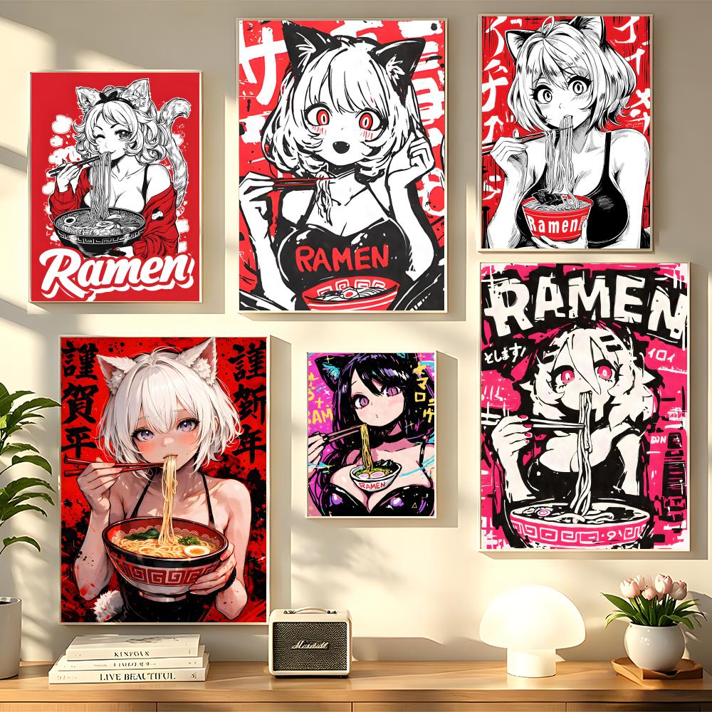 Anime Cat Girl Painting Callig - Esports Gaming Poster ulasan dan harga