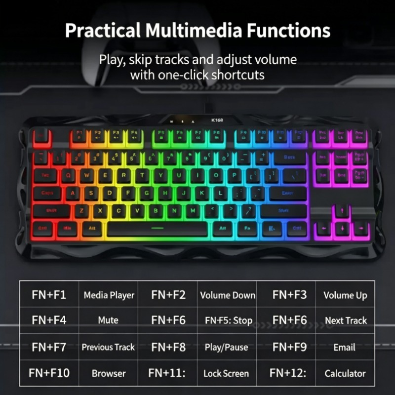 K168 87 Keys Wired Gaming Keyb - Esports Gaming Competition ulasan dan harga