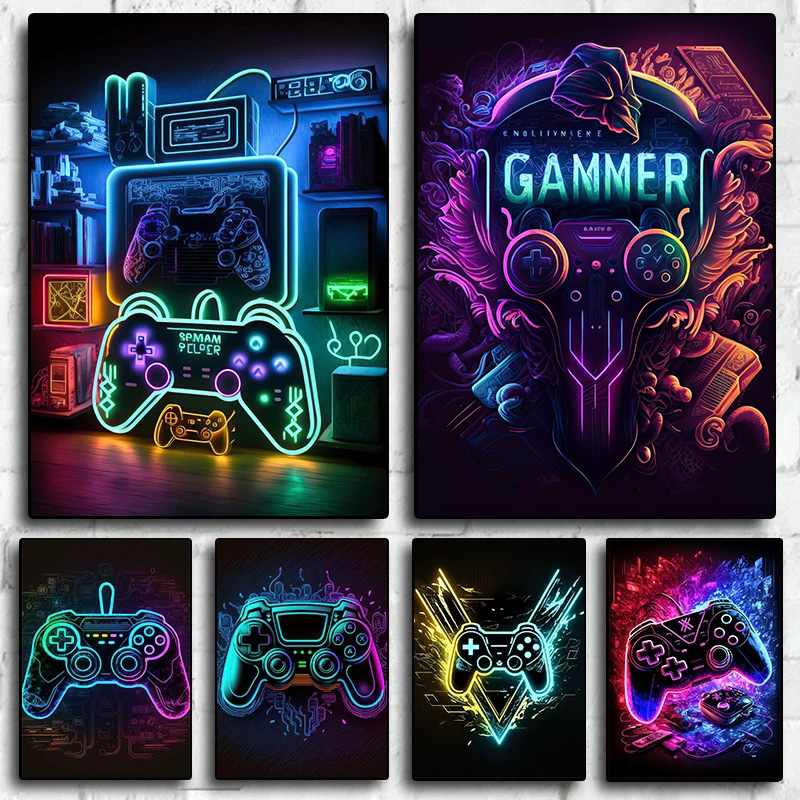 Neon Pop Cool Gaming Wall Art  - Esports Gaming Poster ulasan dan harga