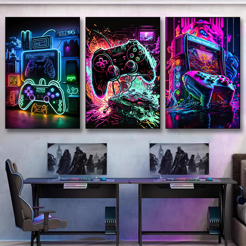 Neon Pop Cool Gaming Wall Art  - Esports Gaming Poster ulasan dan harga